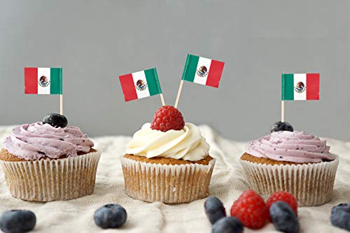 Mexico Flag Mexican Flags,100 Pcs Cupcake Toppers Flag, Country Toothpick Flag,Small Mini Stick flags Picks Party Decoration Celebration Cocktail Food Bar Cake Flags - Thumbnail 2