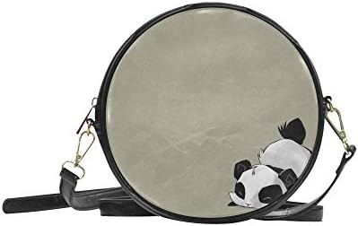 meincare Women's Cute Cartoon Panda PU leather Round Messenger Bag Shoulder Bag