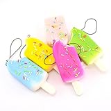 Smilucky 1 Piece Squishy Popsicle Phone Strap Soft Bread Key Chain Toy
