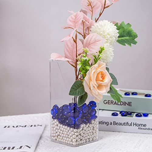 FUTUREPLUSX Flat Marbles Bulk, 100PCS Dark Blue Flat Marbles Glass Beads Aquarium Pebbles for DIY Crafts Fillers Scatter Decor