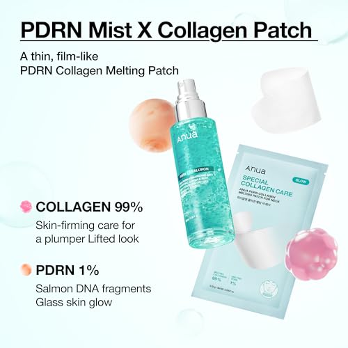 Anua PDRN Collagen Melting Patch for Neck, Lifting and Firming, Thin Film for Neck Fine Lines & Forehead, Plumping Effect with Salmon DNA, Korean Skincare, 0.02g x 4EA, Patch Only
