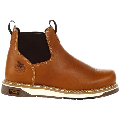 Georgia Boot AMP LT Wedge Chelsea Work Boot, Brown, Size 14(M)