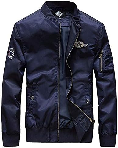 Amazon Co Jp ミリタリージャケット メンズ 無地 立ち襟 Ma 1 Ma1 ミリタリー系 カジュアル オシャレ ブルゾン ネイビー L 服 ファッション小物