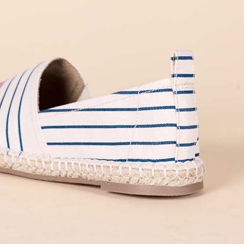 AMAZON ESSENTIALS WOMEN’S ESPADRILLE FLATS, PACK OF 2, DENIM/STRIPE, 7.5