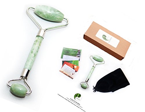 Jade Facial Roller for Face Neck Massager Double Rollers Premium by Serenity 7X (Steel Jade Roller)
