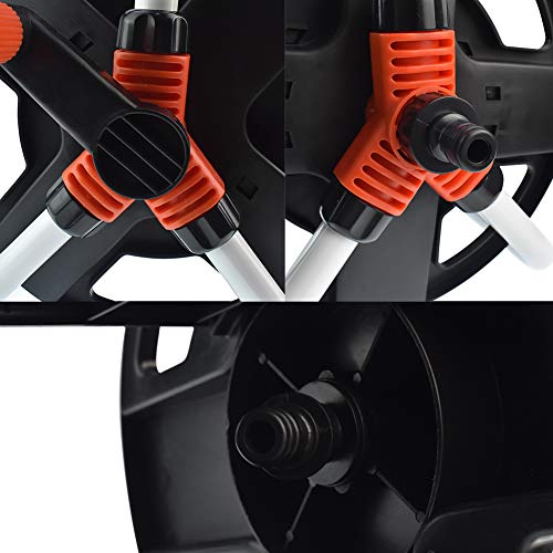 Risunpet Water Pipe Car Roll 1/2"-80ft 5/8"-60ft Water Pipe Storage Shelf Hose Reel Rope Gauge Cord Light Wire, Heavy Duty Storage Rack Garden Hose Reel - Thumbnail 3