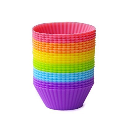 Silicone Cupcake Muffin Baking Cups Liners 12 Pack Reusable Non-Stick Cake Molds Sets