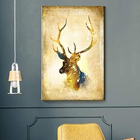 Canvas Wall Art - Abstract Watercolor Style Golden Deer - Giclee Print Gallery Wrap Modern Home Art Ready to Hang - 12x18 inches