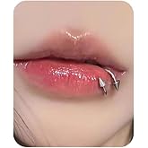 Egfyqzbryn 4PCS Nose Rings 16G Spiral Lip Rings Punk Spike Lower Labret Studs Cartilage Tragus Helix Piercing Jewelry Spike Stud Earrings Stainless Steel Angel Fangs Piercing Jewelry for Men and Women