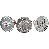 Nordic Ware 1260 Spooky Cast Cookie Stamps, 3-inch rounds, Silver