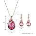 Teniu Fashion Crystal Pendant Necklace Earring Set Rose Gold Jewelry Set for Women Girls (pink2)