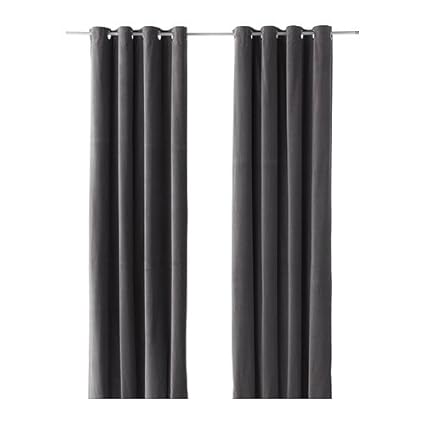 Ikea Sanela Curtains 1 Pair Grey 140x300 Cm Amazon Co Uk