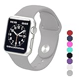 Sxciw AL231 Apple Watch Band, Soft Silicone Sports Replacement Wristband For Apple Watch, 38 mm - Medium/Large - Light Gray