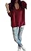 Sarin Mathews Womens Casual Hollow Knit Vneck Blouse Pullover Loose Tops Sweater Burgundy L