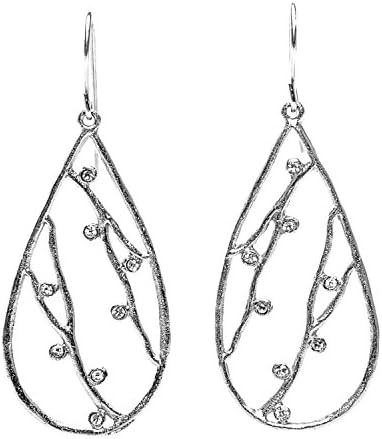 Intricate Branches Swarovski Crystal Teardrop Earrings (Silver Plated) by Mercedes Shaffer