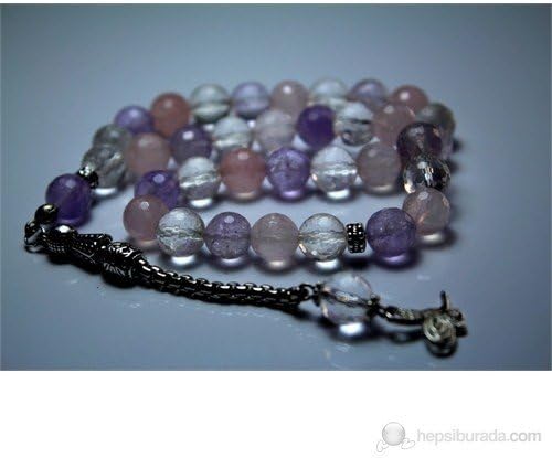 Serra Beads Pink Quartz-Crystal-10mm Facet Cut Amethyst Stone Rosary Tasbih Bracelet Zikr Muslim Prayer Beads Rosary
