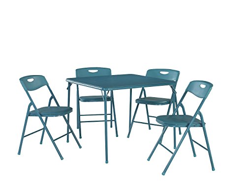 Cosco 5-piece folding table and chair set, teal
