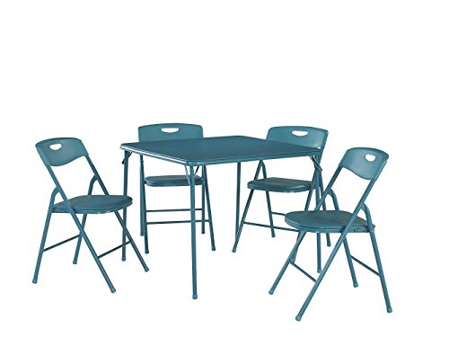 Cosco 5-Piece Folding Table and Chair Set, Teal