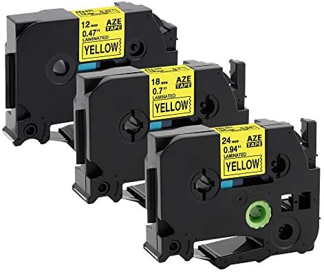 ASprink Compatible Label Tape Replacement for Brother Ptouch TZe-631 TZe-641 TZe-651 Yellow Laminated Label, Replace P-touch TZe TZ 12mm 18mm 24mm for Label Maker PTE500 PTE550W PTD600 PT-P700, 3-Pack