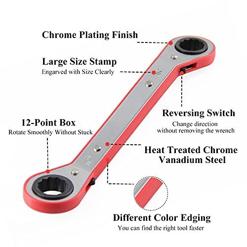 MacWork 5Piece Offset Ratcheting Wrench Set ，Five Colors Reversible