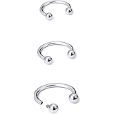 Ovxznts 20g/18g/16g G23 Titanium Internally Threaded Nose Septum Horseshoe Hoop Earring Eyebrow Tragus Helix Daith Lip Rings Piercing Jewelry