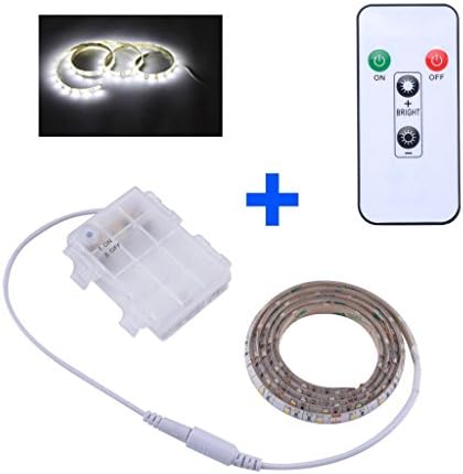SUMAI LED Strip lights with dimmer remote, battery powered, white, length to select: L=50cm / 1m / 2m, for Indoor and outdoor, waterproof