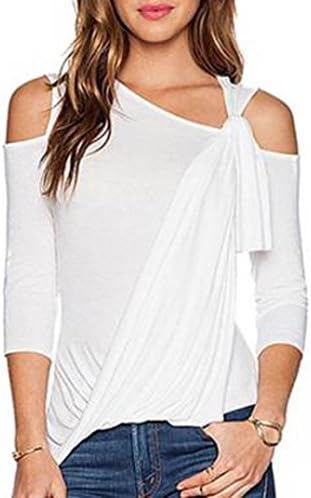 KESEE Clearance ☀ Women's Cold Shoulder Top Blouse Casual Hollow Out Shirts (XXL, White)