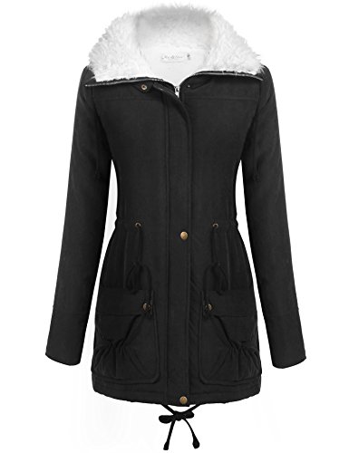 Macr&Steve Women's Winter Warm Thicken Lamb Wool Coat Parka Cotton-Padded Outwear Jacket