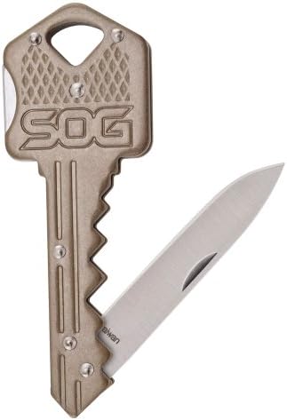 1 - SOG Folding Blade Key Chain Knife - Polished Satin