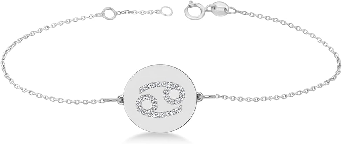 14k Gold diamond cancer zodiac disk bracelet Jewelry