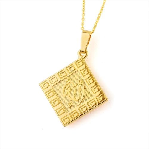 Allah Name Square Shaped Necklace Pendant Islamic Jewelry