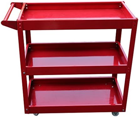 Service Tool Cart Industrial Commercial Service Cart, Steel, 450Lbs Capacity, 28" Length, 14" Width, 26" Height, Solid Rubber casters,Red