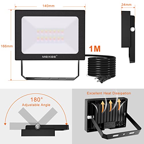 MEIKEE 4 Pack RGB LED Flood Lights 200W Equivalent, 25W Color Changing