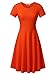 HUHOT Women Short Sleeve Round Neck Summer Casual Flared Midi Dress (X-Large, Orange)