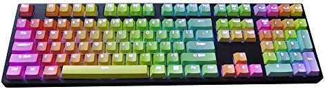 NPKC PBT Rainbow Gradient Keycaps Double Shot Shine Through with ANSI OEM Profile Fit Cherry MX Switches for Mechanical Keyboard (108-Key)