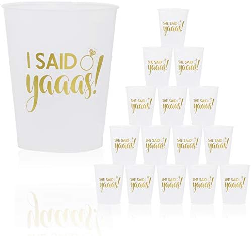 She Said Yaaas Bachelorette Party Cups Supplies for Weddings, Bridal Showers, Engagement Parties Decorations - 17 Pack 16 Ounce Cup for Bride Tribe Decor - Bridesmaid Cups and Party Favors