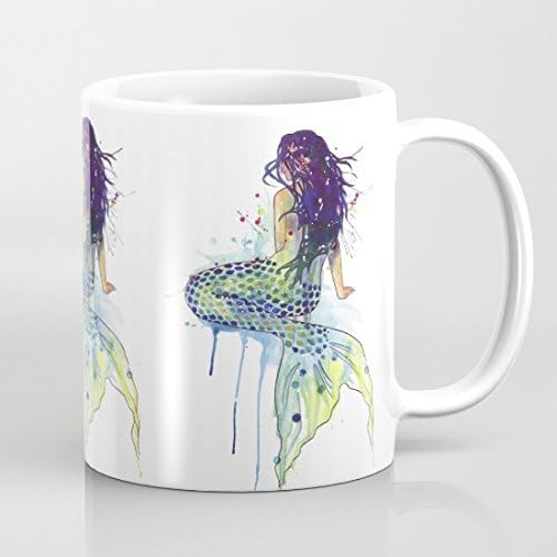 Hiuenkd Mermaid Funny 11 Ounce Coffee Mug Novelty White Ceramic Tea Mug