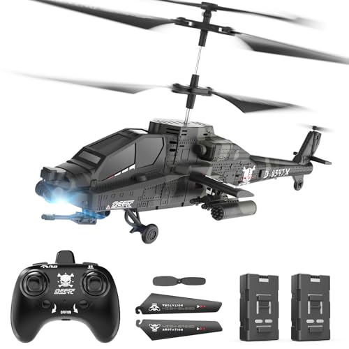 DEERC RC Helicopter for Kids and Adults, 2.4GHz Remote Control Helicopter W/ 2 Batteries, LED Lights, Altitude Hold & One-Key Take Off,30 Mins Flight,Indoor Military Flying Toy for Beginners Boys Gift