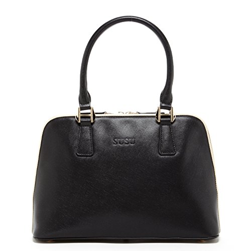 SUSU Saffiano Leather Satchel For Women Designer Structured Crossbody