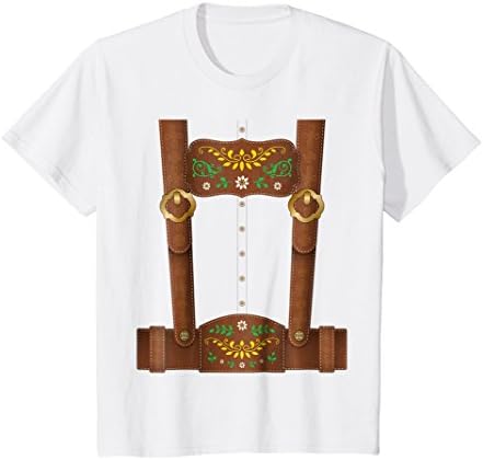 Kids Lederhosen Oktoberfest T-Shirt or Halloween Costume 10 White