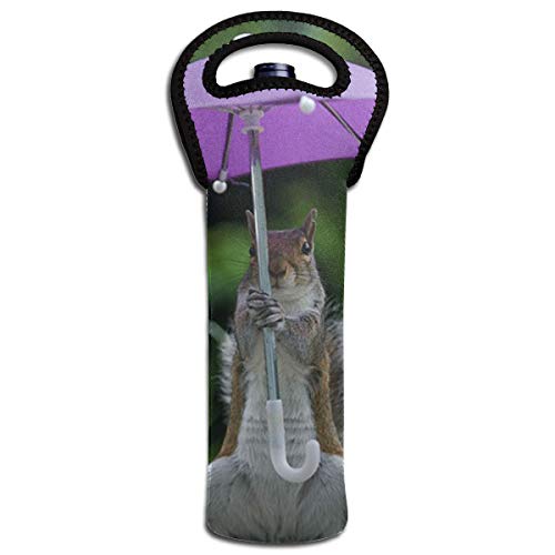 Hhill Swater Squirrel Umbrella One Wine Sleeve Bottle Protector Water Bottle Tote Sleeve Wine Bag Pack in Travel Luggage & Suitcase -Portable & Reusable Bags