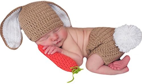 Melondipity Brown Bunny with Carrot Hat, Diaper Cover and Plush Carrot Set