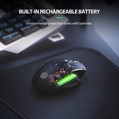 inphic Wireless Mouse 2.4G Rechargeable Silent 2400 DPI Visible Battery Type-C Charging for Computer, Laptop, Mac, PC