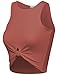 BEKDO Womens Solid Ribbed Jersey Trendy Racerback Crop Tank Top-M-Marsala