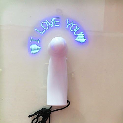 Winsa Mini Fan, Led Light Word, Customizable with the Words You Want (Blue "l LOVE YOU")