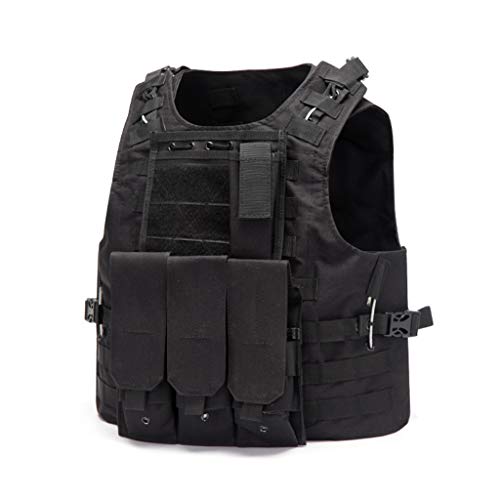 Jipemtra Tactical MOLLE Vest Adjustable Combat Training Military Mesh Police Vest Detachable Airsoft Paintball Vest Assault Swat Vest for Outdoor Hunting Army Fans CS Game Field Ope (Tan#2)