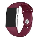 GHIJKL Sports Band Compatible Fitbit Charge 2, Soft Silicone Replacement Wristband for Fitbit Charge 2,Women Men, Small, Wine Red