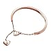 Oudin Women's 18k Rose Gold Plated Stainless Steel Love Heart Cuff Charm Bracelet - It Comes in A Delicate Brocade Jewelry Box-Ideal As A Gift to Someone Special
