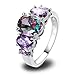 Psiroy Women's 925 Sterling Silver 5cttw Rainbow Topaz & Amethyst Filled Ring