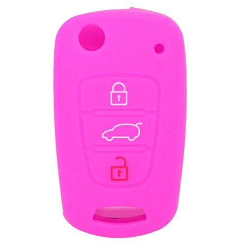 BROVACS Silicone Cover Protector Case Holder Skin Jacket Compatible with HYUNDAI KIA 3 Button Flip Remote Key Fob CV9100 Rose
